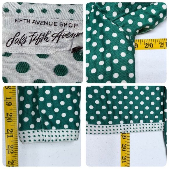 Vtg Saks Fifth Avenue Dress w Matching Jacket Green White Polka Dot Sleeveless N - Picture 9 of 10